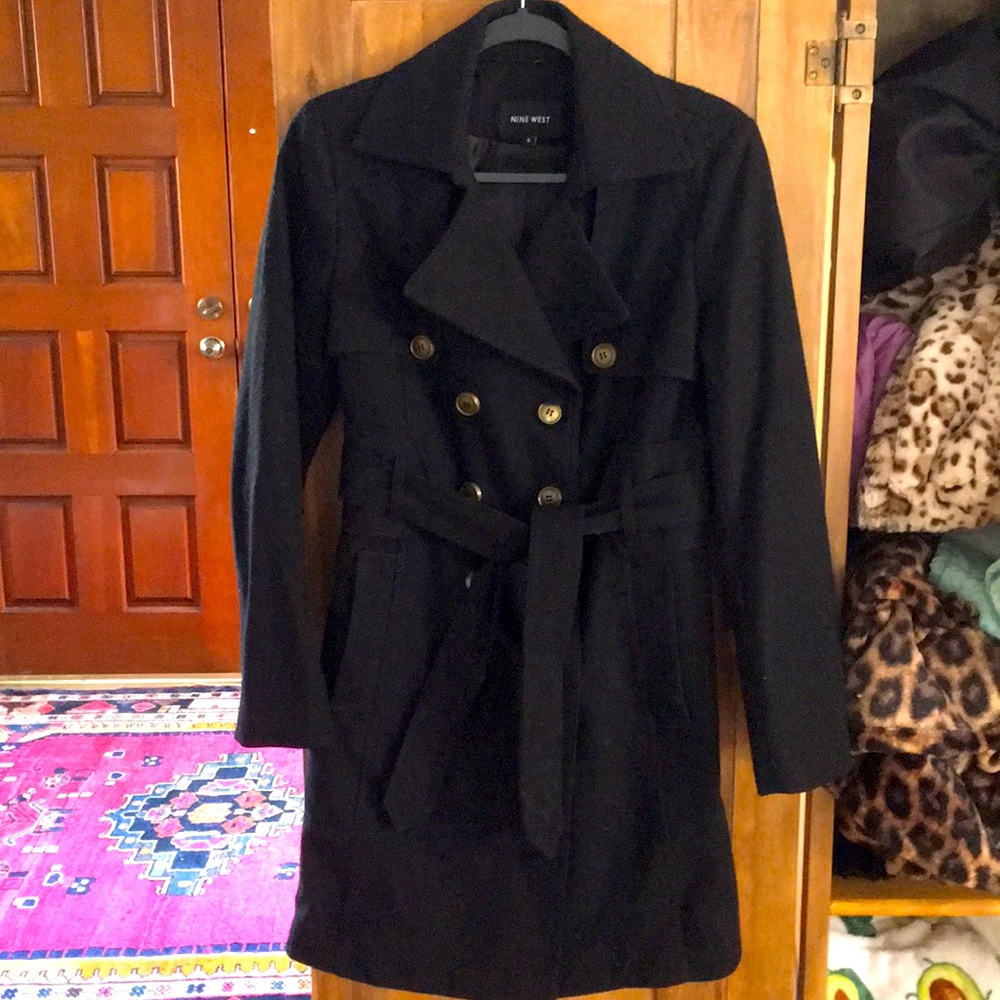 Nine West black peacoat trench